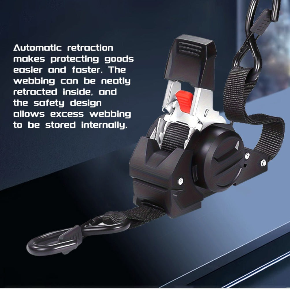 Ratchet Tie-Down Straps with Auto-Retract & Speed Control – Heavy-Duty Cargo Securing Kit with Hooks & Storage Bag | Motorcycle Transport