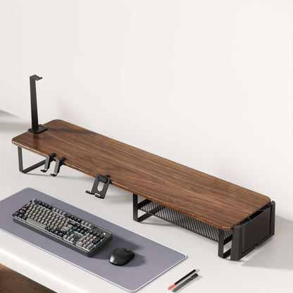 Monitor Stand Organizer with Headset Holder Phone Stand & Game Controller Holder, Versatile Desktop Riser for Computer Monitor Laptop