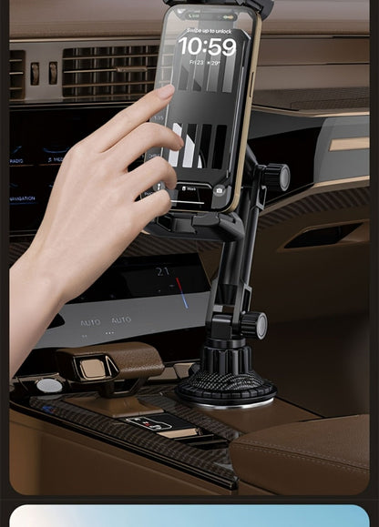 TP08 Cup-Base Car Phone Mount with Expanding Lower Base and Adjustable Clamp for 4–13-Inch Devices