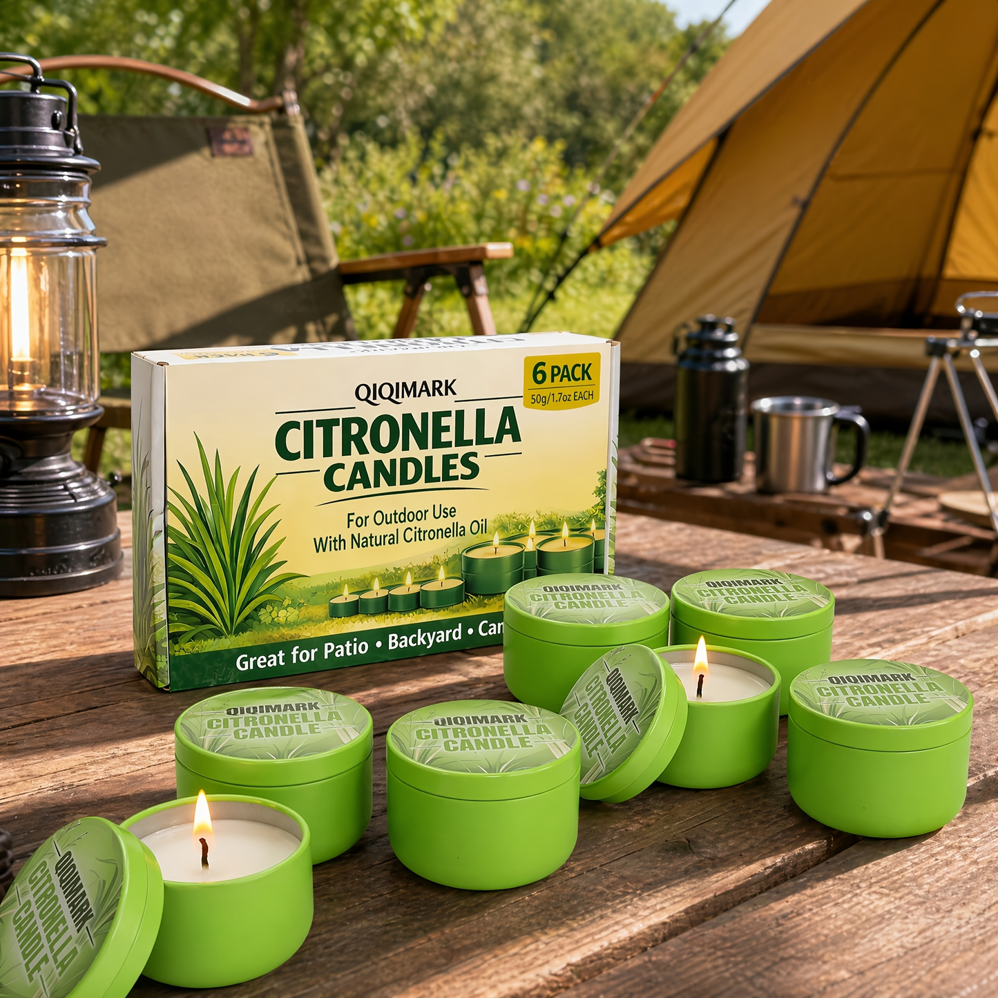 Citronella Candles Outdoor 6 Pack - 1.7 Oz Each, Burn Time, Infused with Citronella Essential Oil for Patio