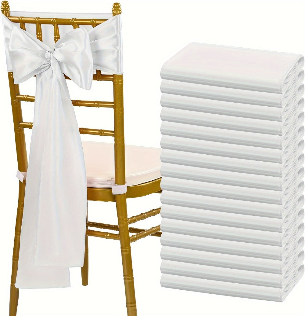 100pcs Satin Chair Sashes Bows for Wedding Banquet Party Event Decoration, 13 Colors, 18×275cm