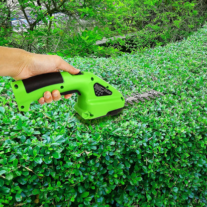 Cordless Hedge Trimmer 2-in-1, USB-C Rechargeable Electric Grass Shear with Interchangeable Blades
