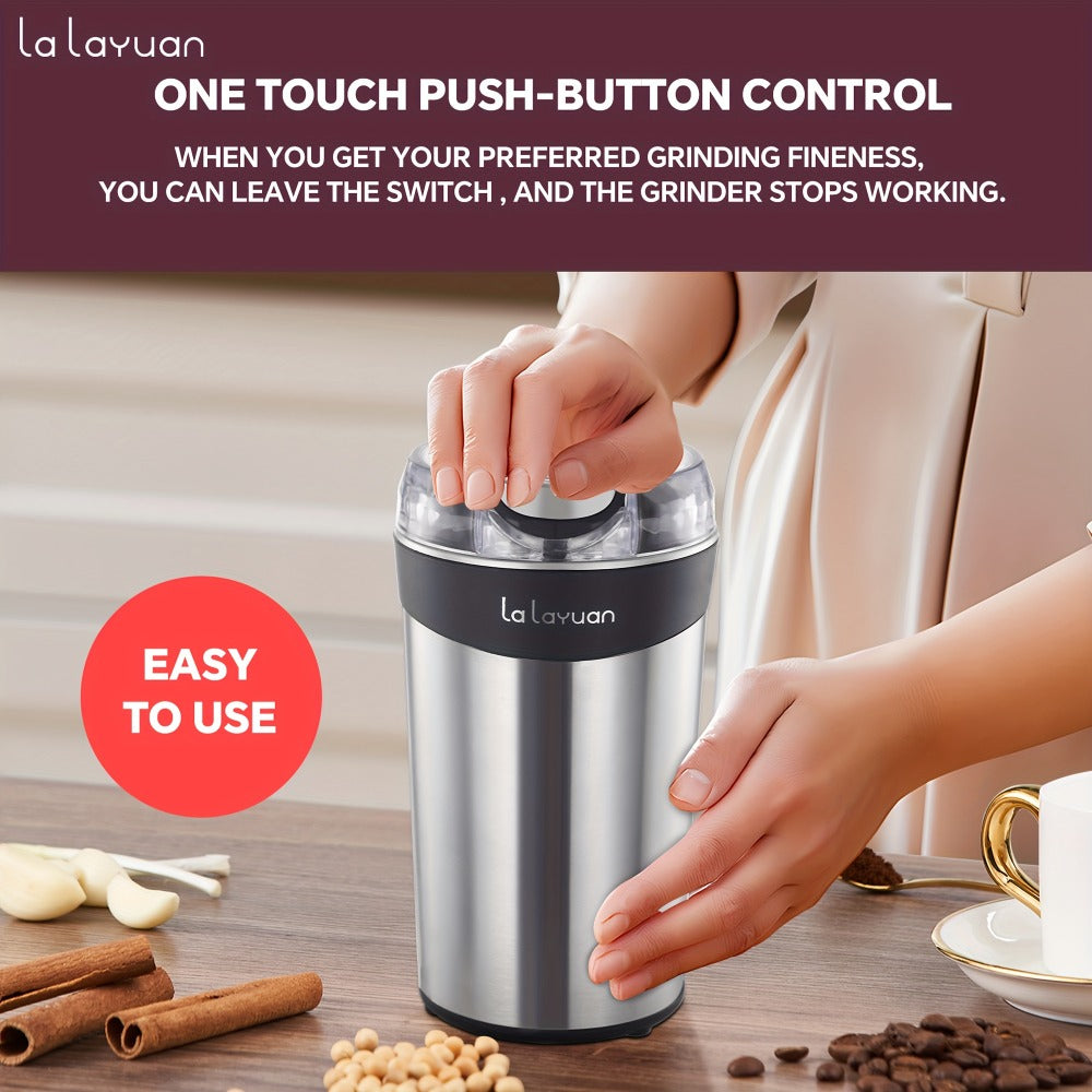 200W-Labeled Electric Coffee Grinder with Press-Lid Control, Two-Leaf Blade and Three Housing Options