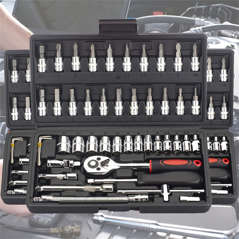 Automotive Socket and Hand Tool Kit in 45-Piece Case or 898-Piece Rolling Cabinet Checkout Options