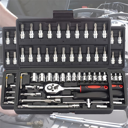 Automotive Socket and Hand Tool Kit in 45-Piece Case or 898-Piece Rolling Cabinet Checkout Options