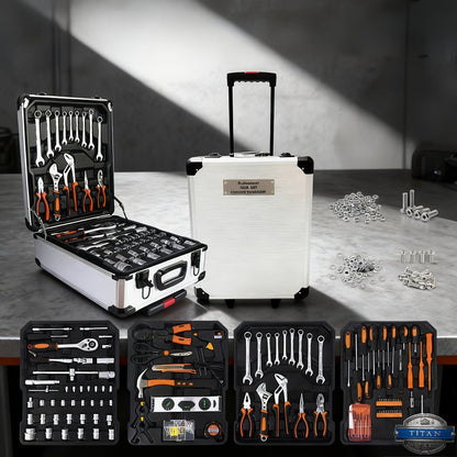 Professional Socket Wrench Tool Set 999 Piece 1/4 3/8 1/2 Drive Ratchet Set with S2 CR-V Sockets for Car Bicycle and Mechanical Work