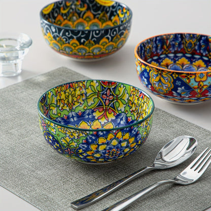 Cereal Bowl Set of 6 Bohemian Style 26oz for Home Cooking, Dining and Outdoor Meals, with the Listed Configuration