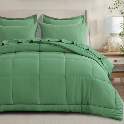 7 Piece Comforter Set Luxury Soft Fluffy Bedding All Season Bed in a Bag with Comforter Fitted Sheet Flat Sheet Pillowcases Hypoallergenic