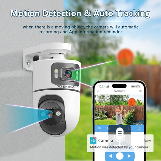 Security Camera QW2 Dual-Lens Outdoor PTZ Model with IP66, Auto Tracking, Two-Way Audio and Four Pack Options