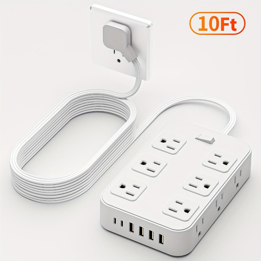 Wide Outlet Surge Protector Power Strip 18-in-1 with 12 Widely Spaced AC Outlets 4 USB-A 2 USB-C Ports Safe Portable Desktop Charging