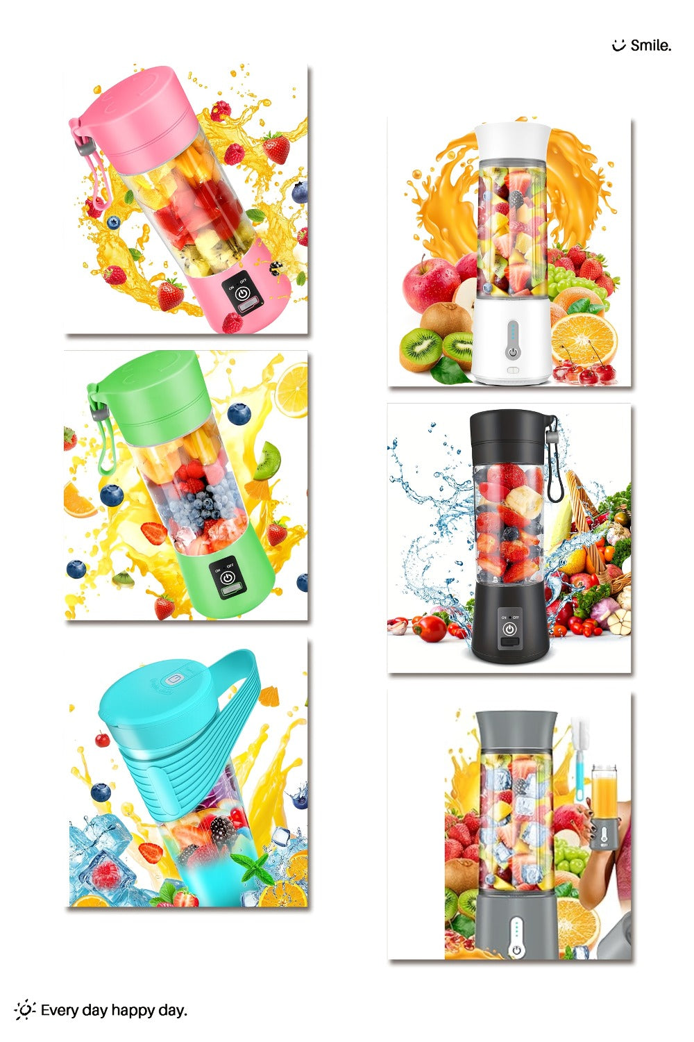 Mini Blender USB Rechargeable 380ml - 6-Blade 22000RPM High-Speed Portable Blender Cup, 304 Stainless Steel