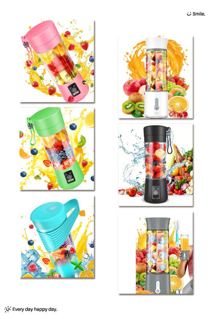 Mini Blender USB Rechargeable 380ml - 6-Blade 22000RPM High-Speed Portable Blender Cup, 304 Stainless Steel