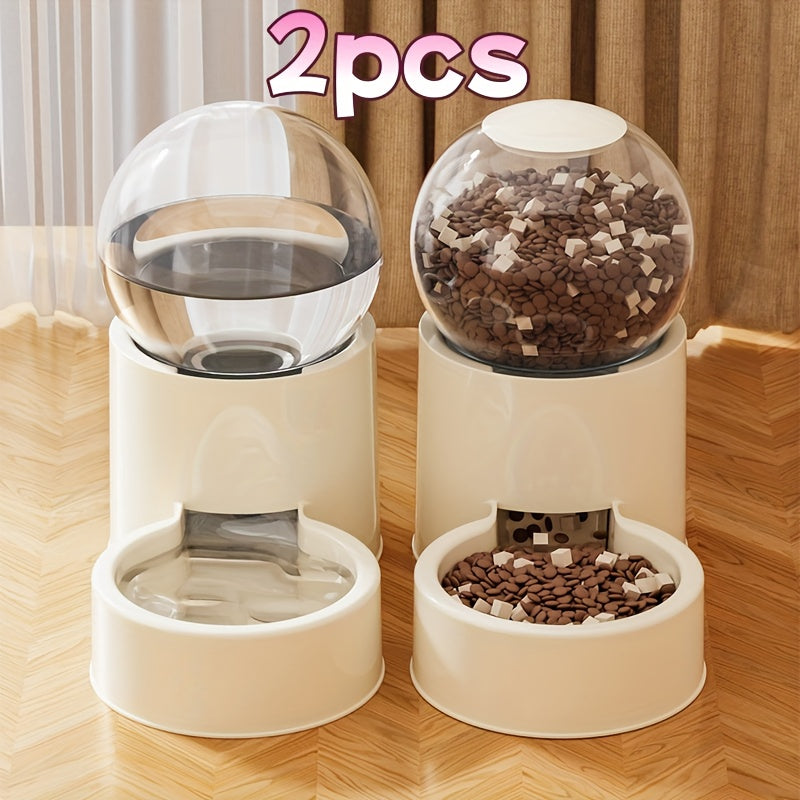 Gravity Pet Feeder & Water Dispenser Set 2-Pack – Large Capacity Automatic Food & Drinking Station for Cats & Dogs, Battery-Free