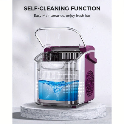 Portable Ice Maker Machine /Day - Countertop Ice Maker Makes 8 Ice Cubes in 6 Minutes, 2 Ice Sizes