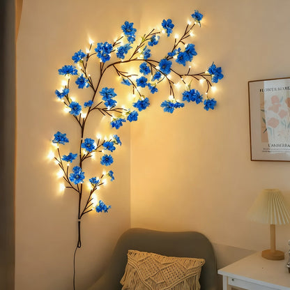 Cherry Blossom LED Fairy Lights USB Powered, 96-Light Faux Floral Garland, Dimmable & Cool White