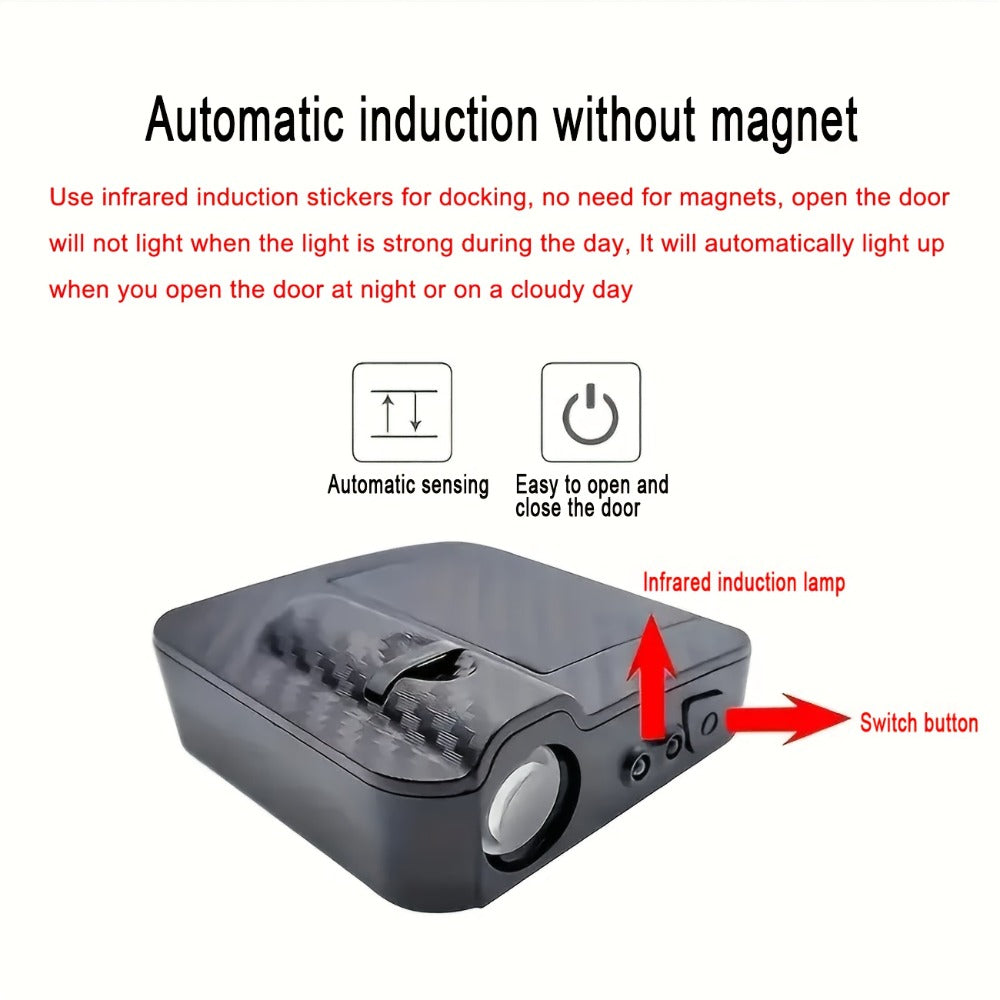 Car Door LED Projector Lights – Hello Kitty Cartoon Shadow Light, Wireless Puddle Light, Ground Projection Lamp for Car Accessories (Set