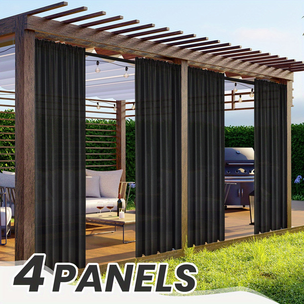 Four-Panel Rod-Pocket Window Curtain Set with Linen-Look Surface, 13 Colors and Seven Length Options