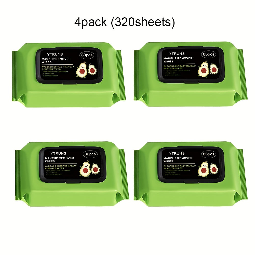 Makeup Remover Wipes Avocado Squalane Deep Cleansing Disposable Face Wipes 80 Sheets Pack for Bath Time, Home Spa and Personal Care