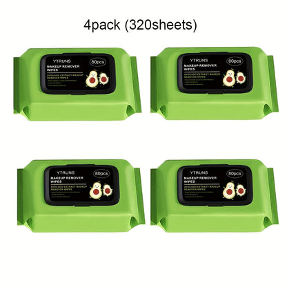 Makeup Remover Wipes Avocado Squalane Deep Cleansing Disposable Face Wipes 80 Sheets Pack for Bath Time, Home Spa and Personal Care