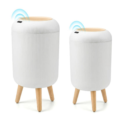 Trash Can Touchless Motion Sensor Garbage Can with Lid 2-Pack 2.64 Gal & 3.17 Gal Smart for Home Cooking, Dining and Outdoor Meals