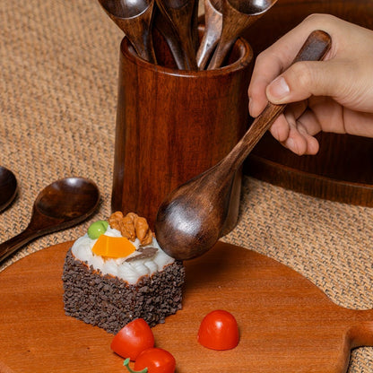 Kitchen Utensils Set of Eight 7.28in Natural Wood Spoons for Coffee, Tea, Dessert and Table Serving