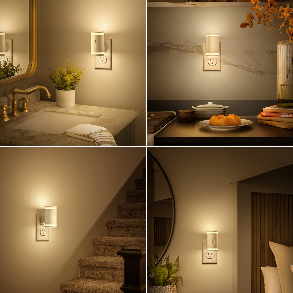 LED Night Light Plug In Dusk to Dawn Sensor, 5-120LM Adjustable Brightness, 3 Color Temperatures