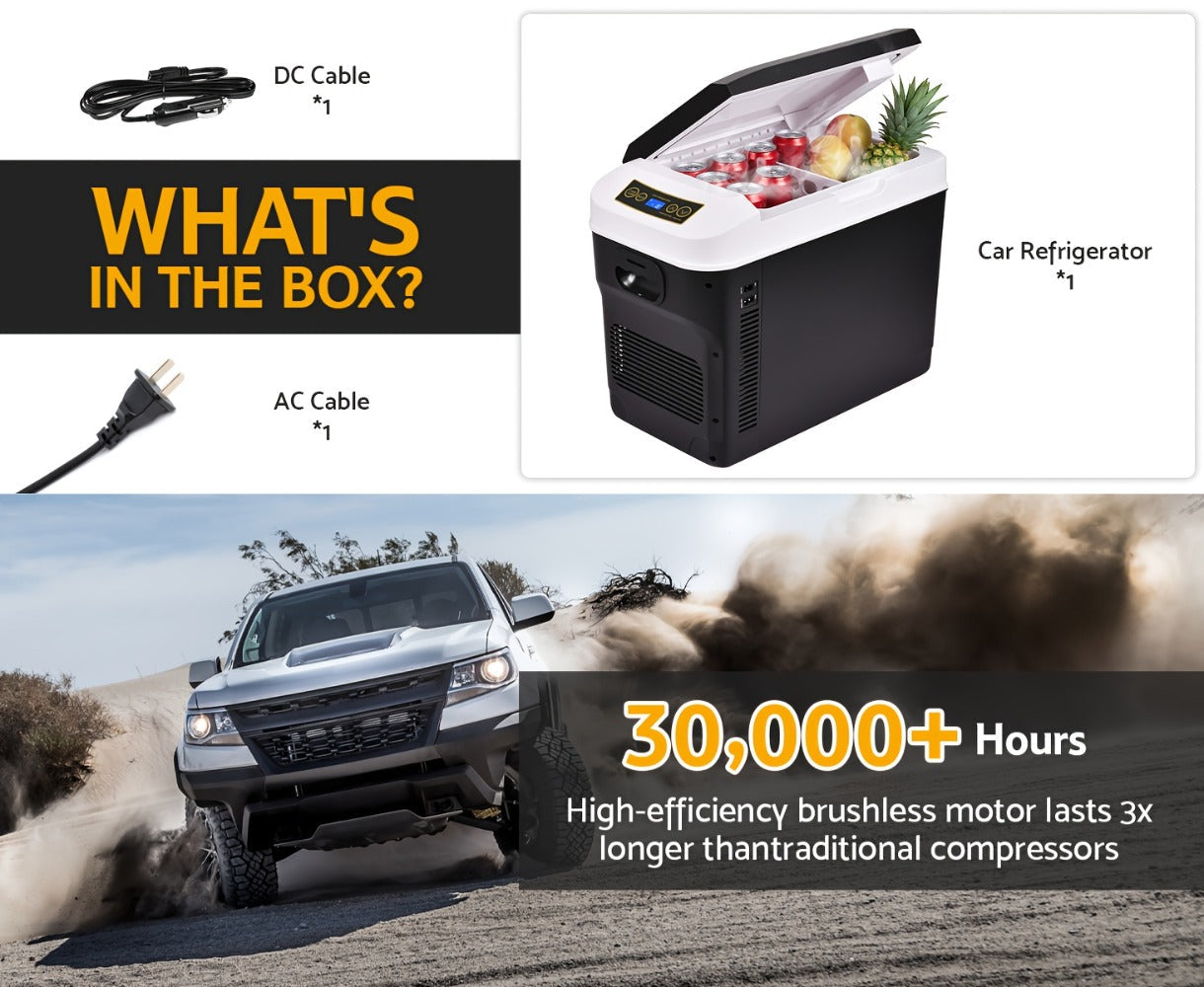 Portable Car Refrigerator Cooler & Warmer, 12V/24V DC & 120V AC Thermoelectric Fridge with Dual-Core Cooling