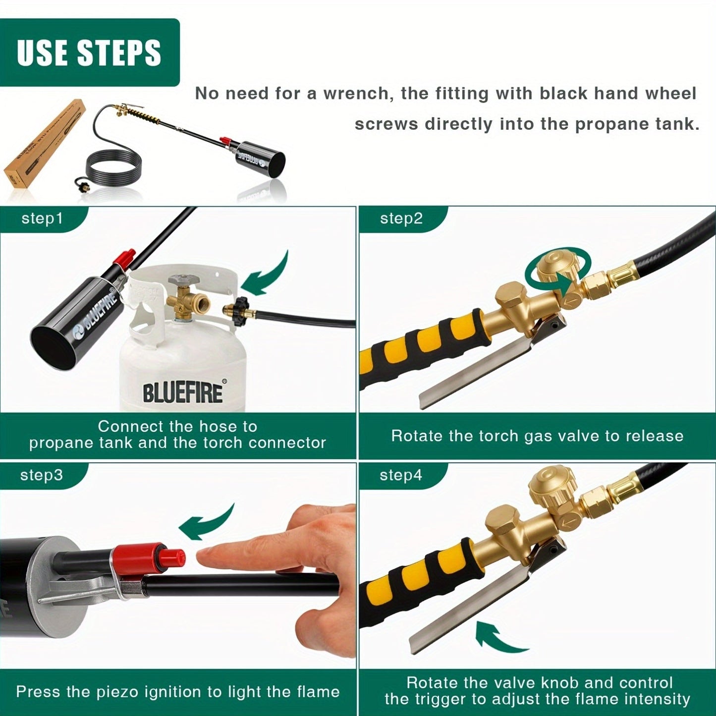 Propane Weed Torch, Flame Weeder Ice Melter Outdoor Roof Driveway for Garden, Patio and Yard Use