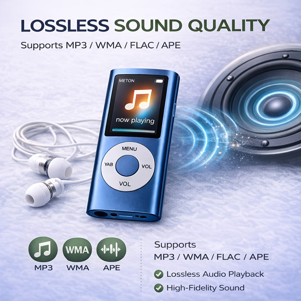 Portable MP3 Music Player with 1.8" LCD Display, Compact Digital Audio Player with FM Radio, Voice Recorder