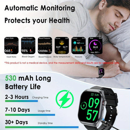 Smart Watch 2.04-Inch AMOLED Display with Bluetooth 5.3 Calling, 530mAh Battery and Six Strap Options