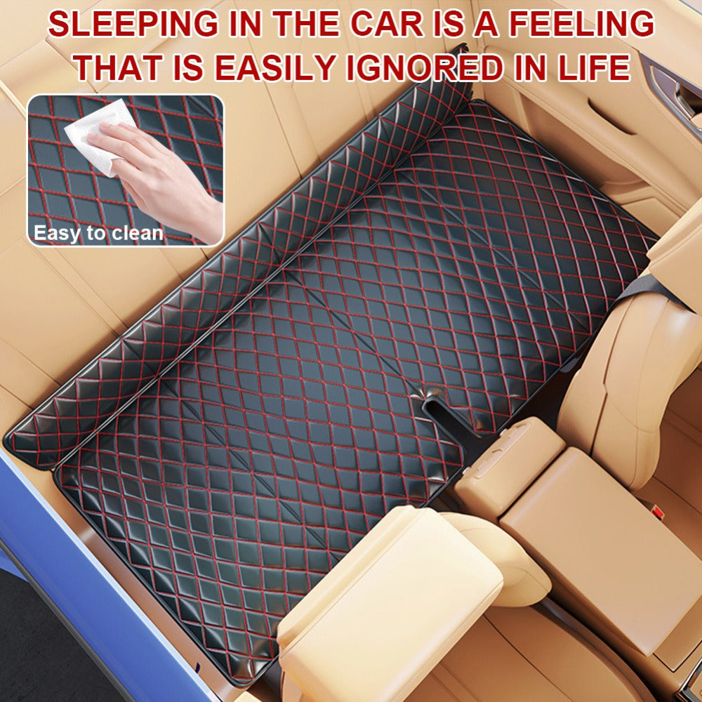 Car Mattress Foldable Back Seat Sleeping Pad Thickened Faux Leather Non-Inflatable Universal Sedan Bed for Travel Camping Afternoon Nap Road