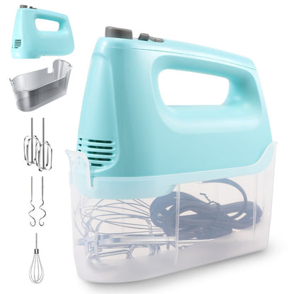 Electric Hand Mixer 250W 6-Speed Turbo – Heavy Duty Motor with 5 Stainless Steel Attachments, Snap-On Storage Case, for Whipping