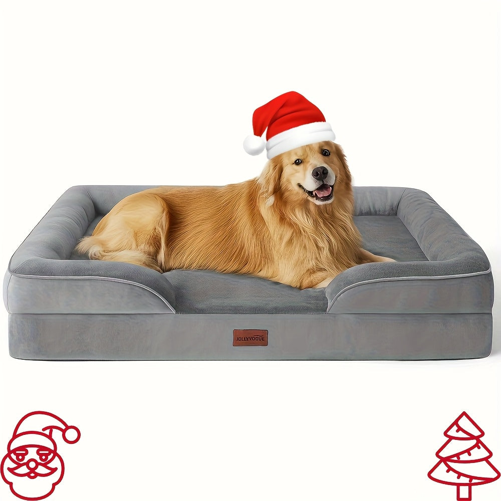Orthopedic Dog Bed with Removable Washable Cover – High-Density Foam Dog Sofa Couch Bed, 4-Sided Bolster, Nonskid Bottom