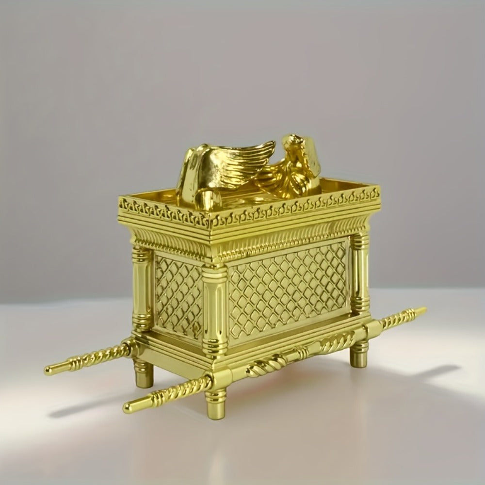 Ark of the Covenant Figurine – Golden Artisan Tabletop Statue, Spiritual Religious Decor for Home & Office, Hanukkah