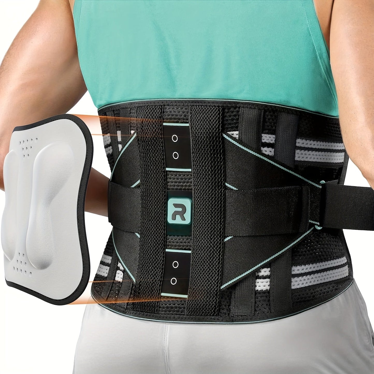 Lumbar Support Back Brace with Massage Pad for Men Women Breathable Lower Back Support Belt Adjustable Strap Pain Relief Posture Corrector