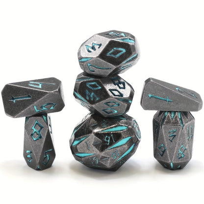 Metal DnD Dice Set 7pcs Glow in the Dark, Stonehenge Zinc Alloy Polyhedral Dice with Display Box