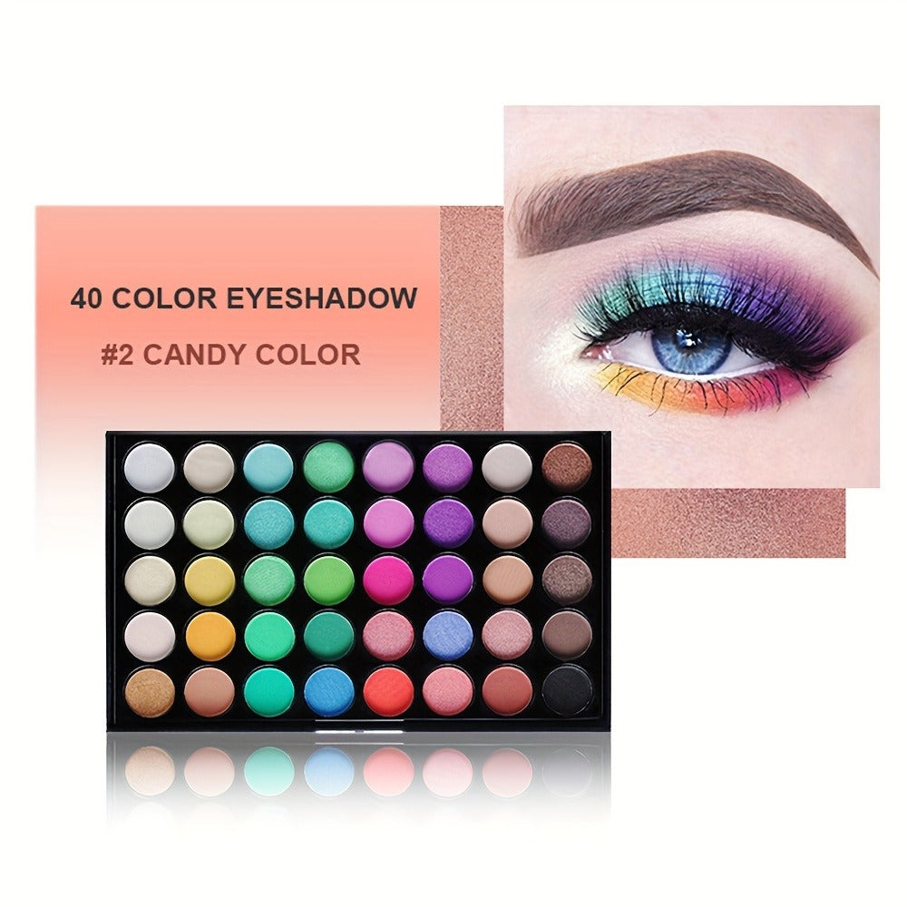 Complete Eye Makeup Kit 40 Color Eyeshadow Palette with Mascara Eyeliner Eyebrow Pencil & Brush – Matte Shimmer Glitter Pigmented Blendable