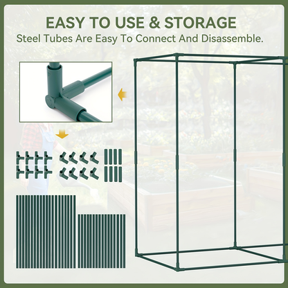 Plant Protection Tent Crop Cage with Zippered Door & Square Frame, Raised Garden Bed Cover Wind-Resistant for Outdoor Vegetables