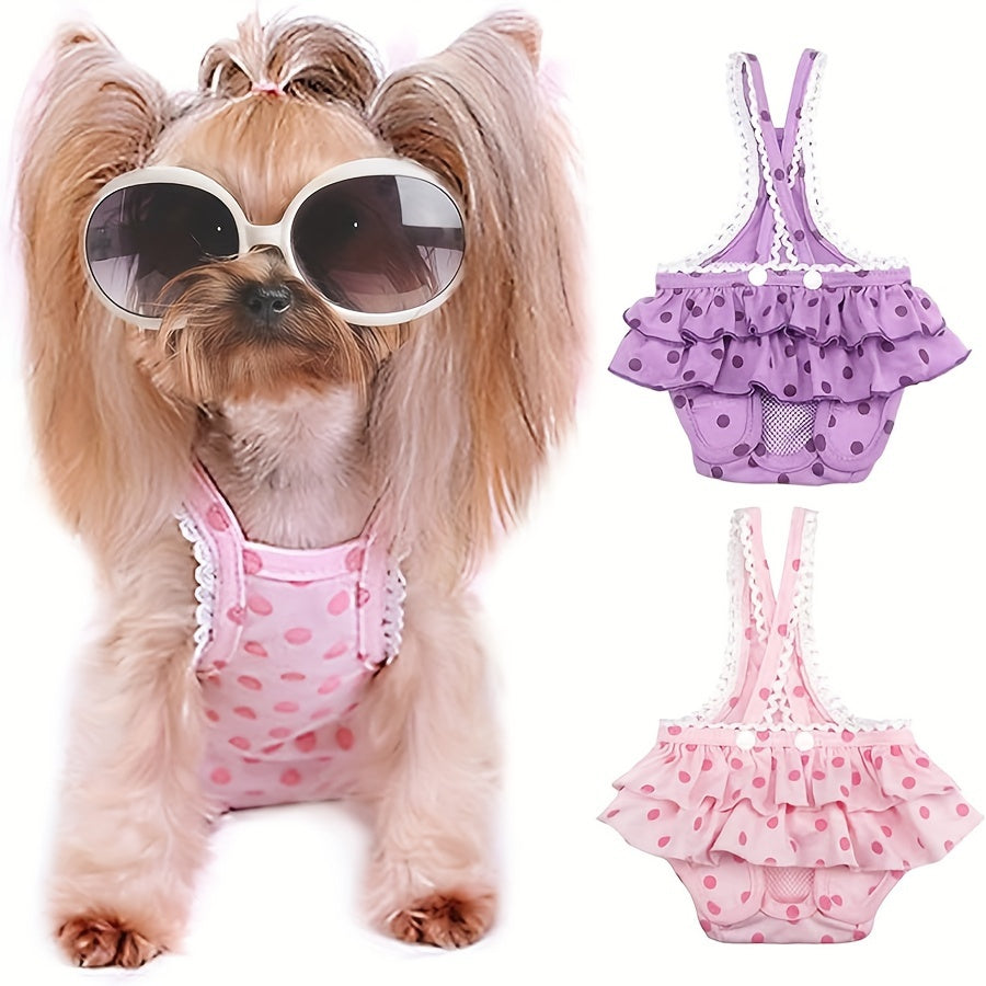 Washable Female Dog Diapers 2-Pack with Suspender – Reusable Doggy Sanitary Panties for Dogs in Heat, Period & Incontinence