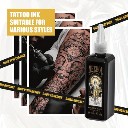 Tattoo Ink Neebol Black 3.38oz 100ml Single Bottle with Black Ink Configuration with Item-Specific Color, Capacity and Bottle Choices