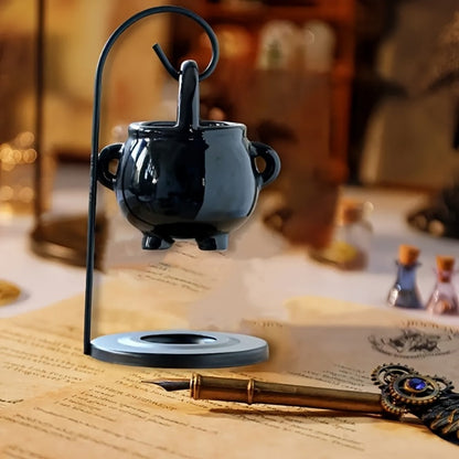 Ceramic Wax Melter Hanging Incense Holder Tealight Diffuser Black Witch Style Home Decor for Everyday Face, Beard and Body Grooming