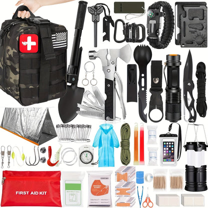 38-Piece First Aid Survival Kit – All-in-One Emergency Gear with Fire Starter & Essential Tools for Camping