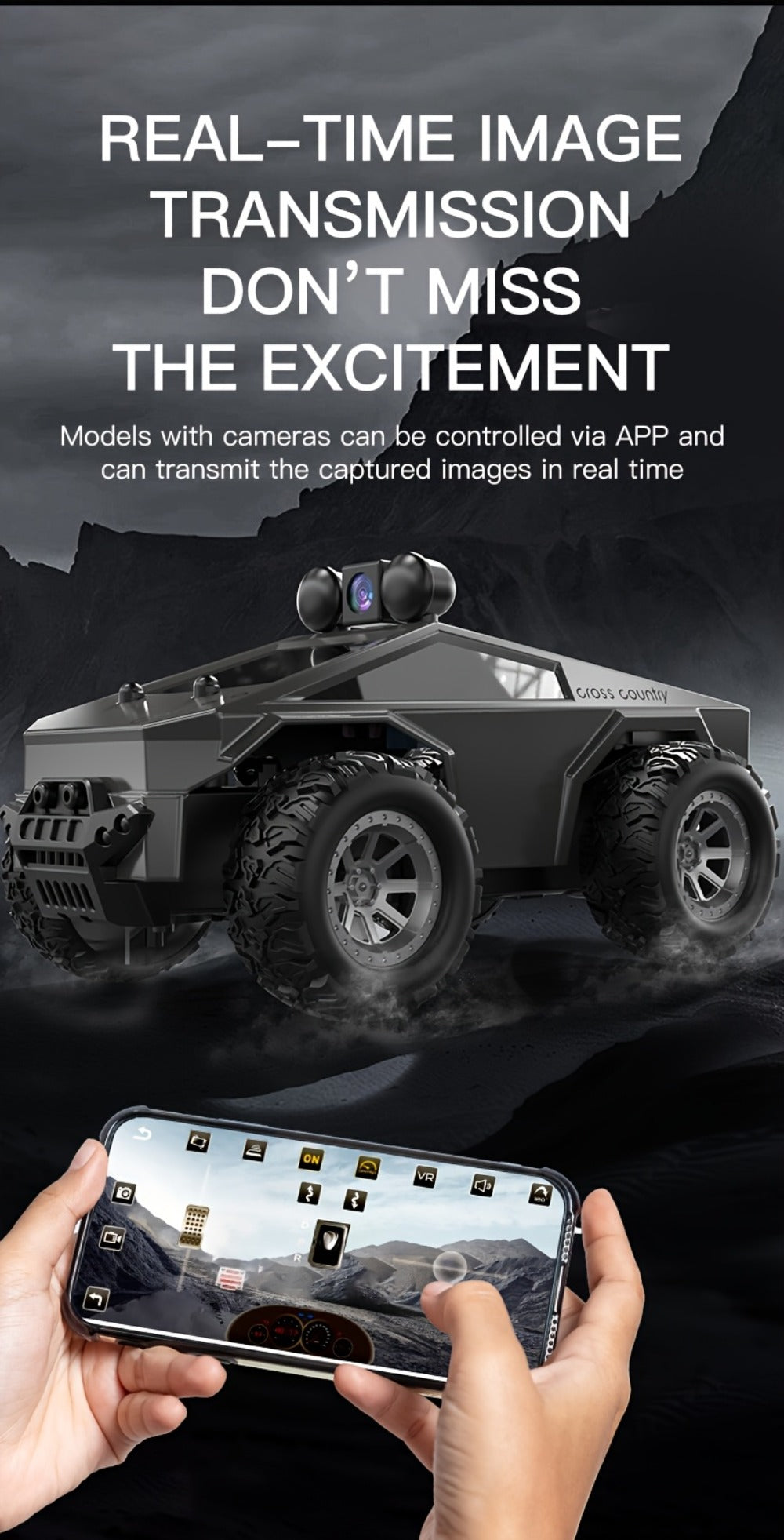 RC Off-Road Pickup Truck 1:28 Scale with 480P HD Camera, 2.4GHz App Control & Virtual Reality Function
