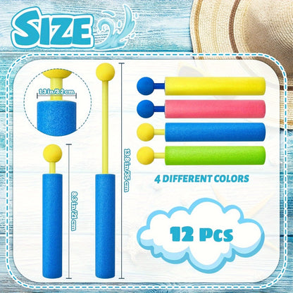 Squirt Water Gun Bulk Pack 6/12/18 Pack for Kids - Colorful Foam Shaft Water Soaker Blaster