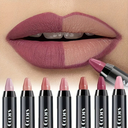 Squalane Crayon Lipstick Set 6 Pcs, Matte & Glossy Lip Pencil with Volumizing Formula, Easy Color Lip Liner for All Skin Types