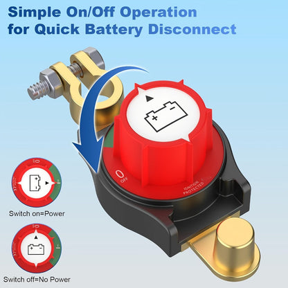Battery Disconnect Switch 1000A Heavy Duty Manual Lever On/Off Negative Cut-Off with Screw Terminals for Car Truck Boat RV Marine