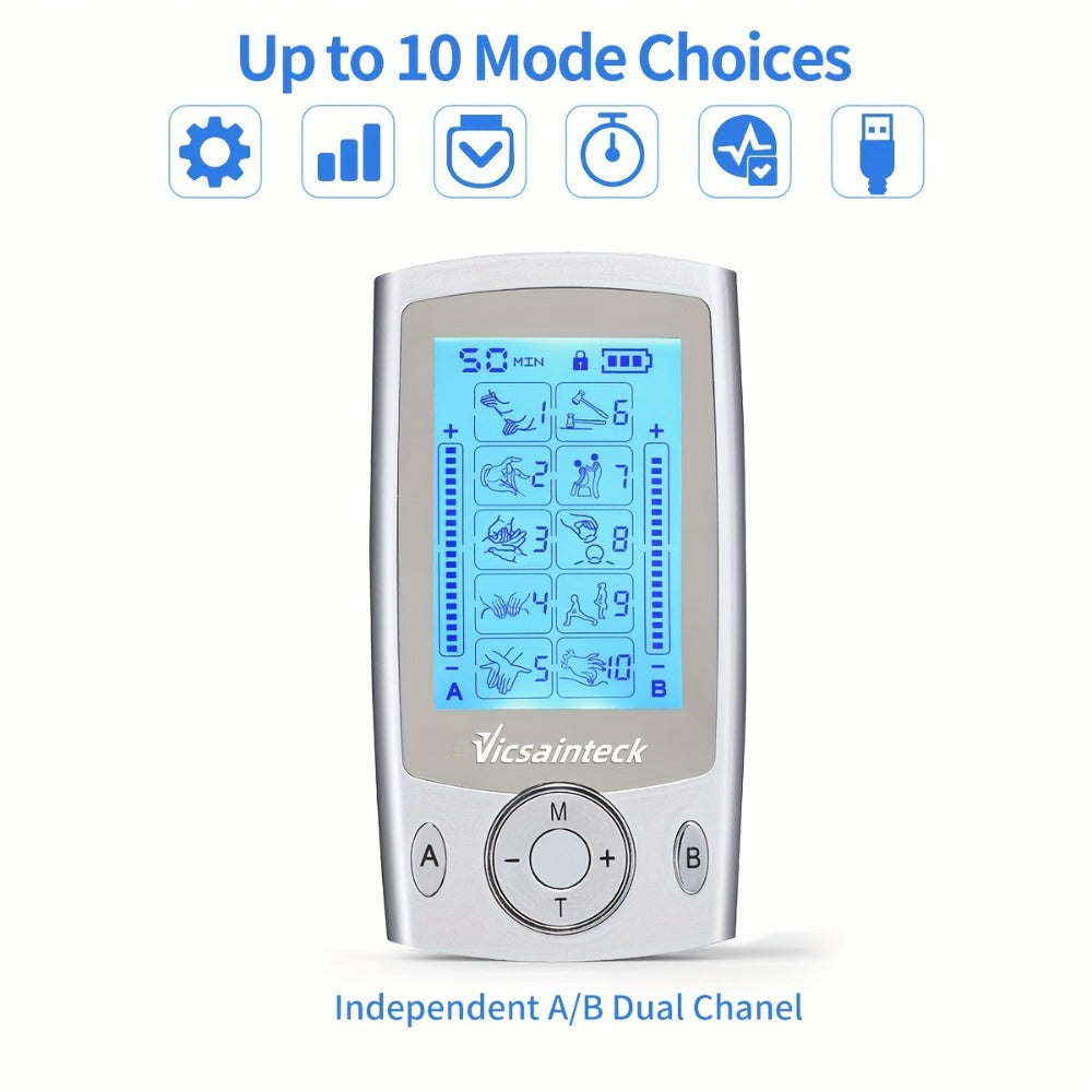 TENS Unit Stimulator Dual Channel 16 Modes 16 Levels for Pain Back Neck Shoulder Full Body for Entryways, Bedrooms and Living Spaces