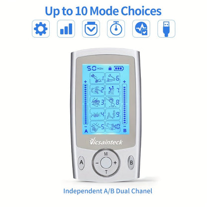TENS Unit Stimulator Dual Channel 16 Modes 16 Levels for Pain Back Neck Shoulder Full Body for Entryways, Bedrooms and Living Spaces