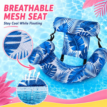 Pool Float Tropical Leaf Lounge Chair with Sling Seat, Inflatable Side Bolsters and Adjustable Headrest