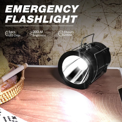 Retro Camping Lantern Four-Piece Set with USB Charging, Collapsible Body, Hanging Handles and Black Finish
